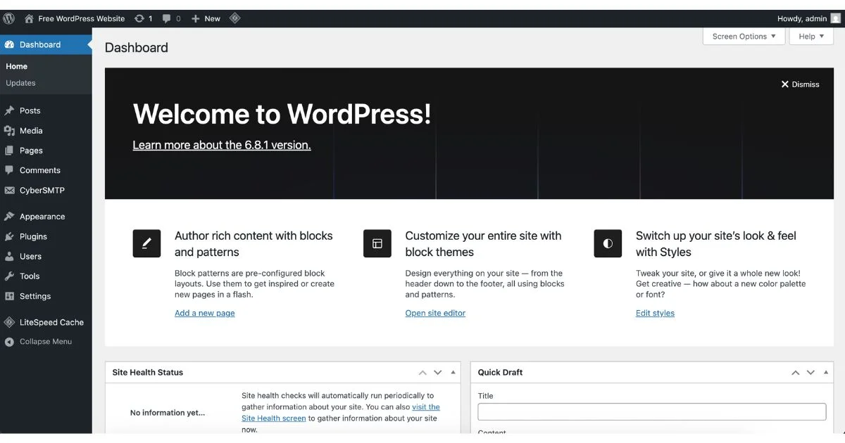WordPress-admin-dashboard