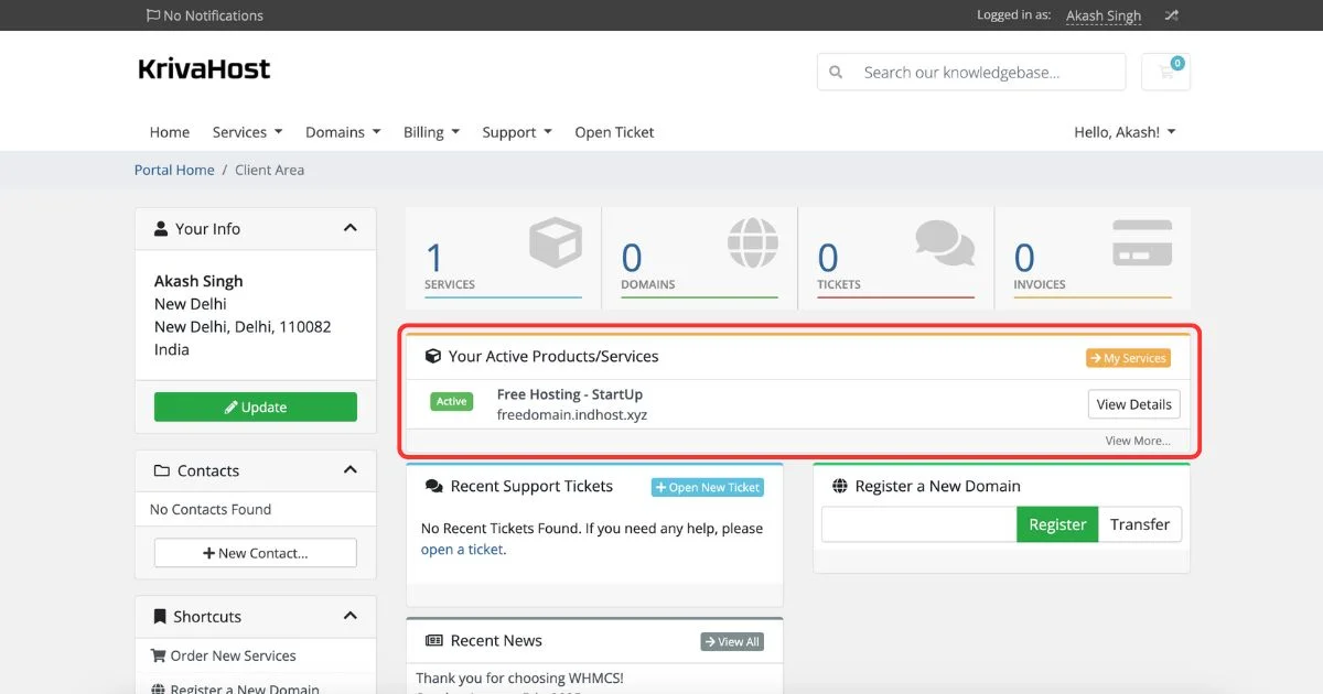 krivahost-client-dashboard